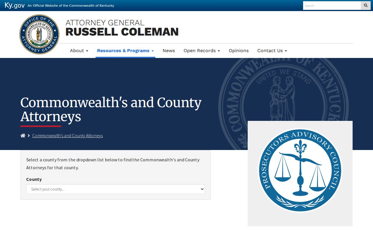 Barbourville criminal records source for Commonwealth and county attorneys