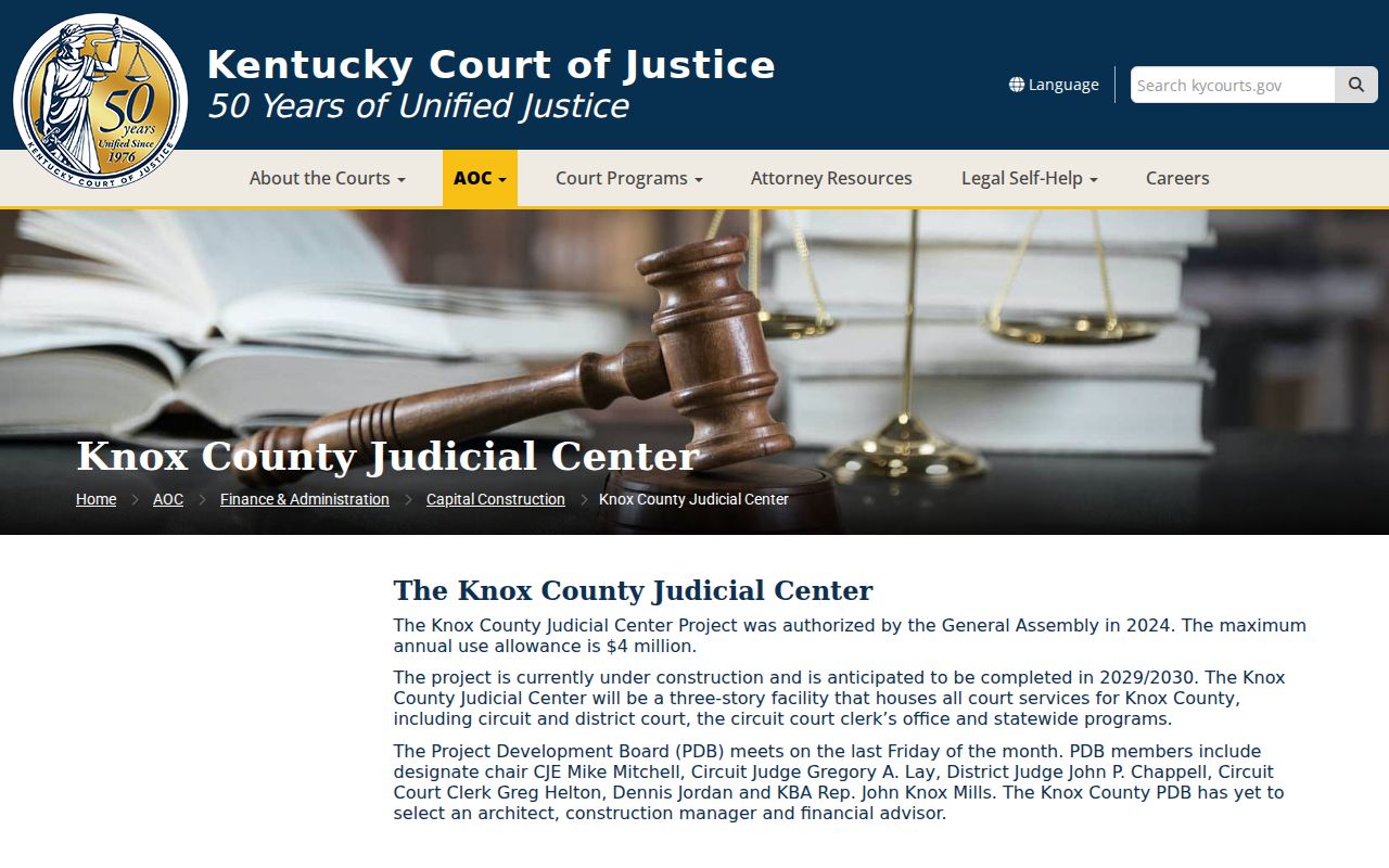 Future Knox County Judicial Center for criminal court case records