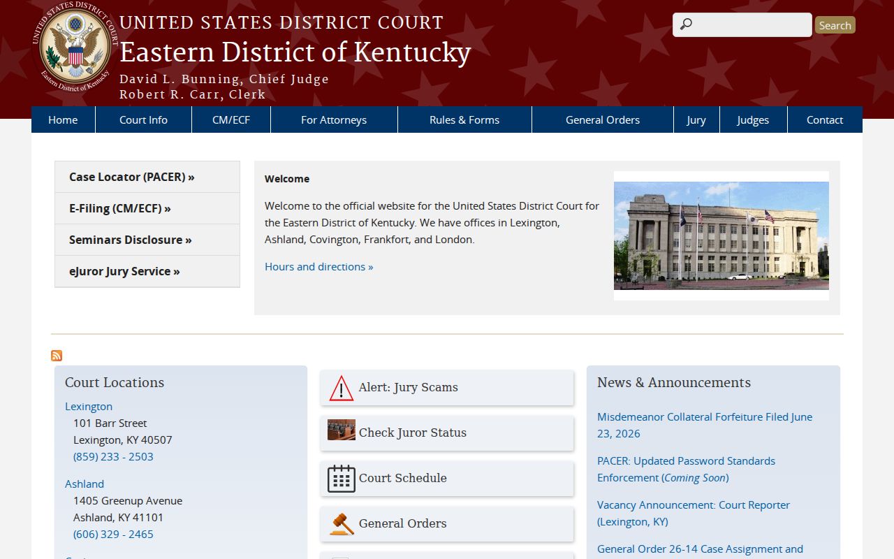 Federal court source for Knox County criminal history in eastern Kentucky