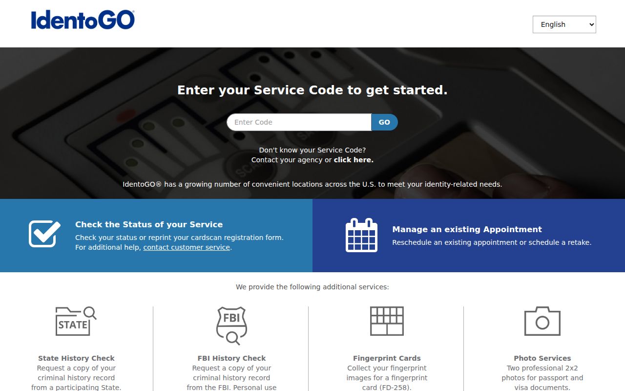 IdentoGO enrollment for a fingerprint Knox County criminal record check